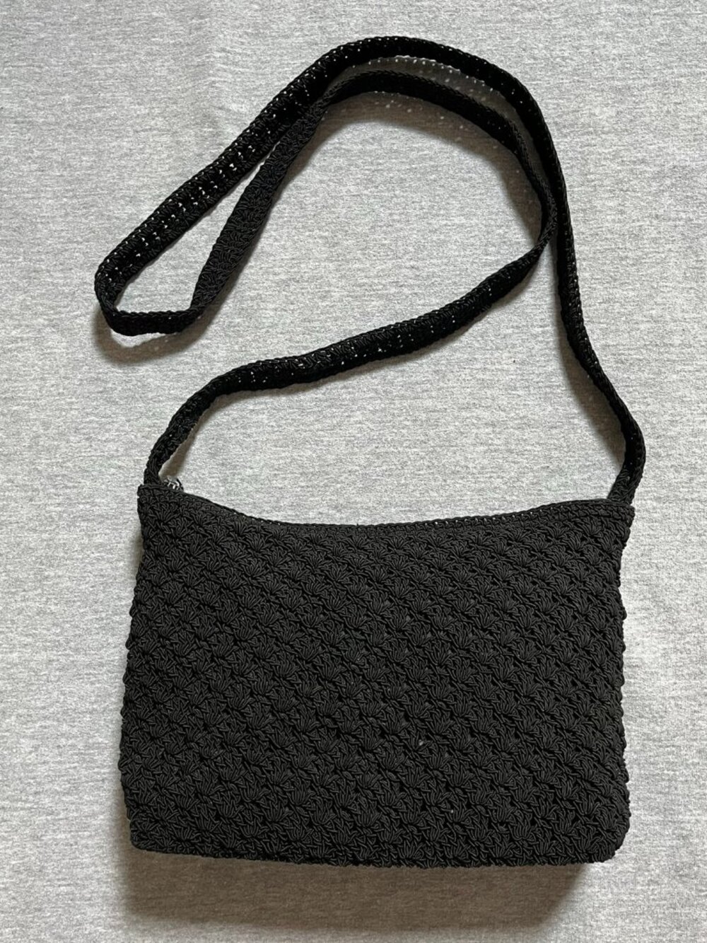 Frankie & Johnnie Black Crochet Crossbody Bag